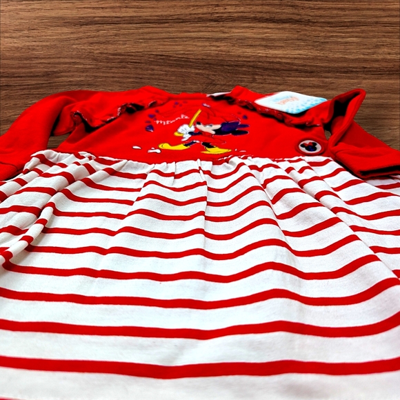 NWT Disney Minnie Mouse Sweater Dress Red & White Adorable Baby Dress 6-12M - Picture 3 of 5